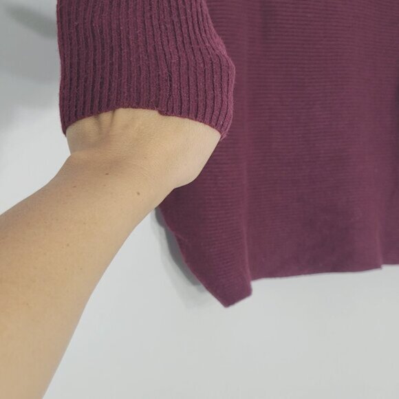 Philosophy Burgundy Long Sleeve Ribbed Turtleneck Cropped Knit Sweater Large - Picture 3 of 9